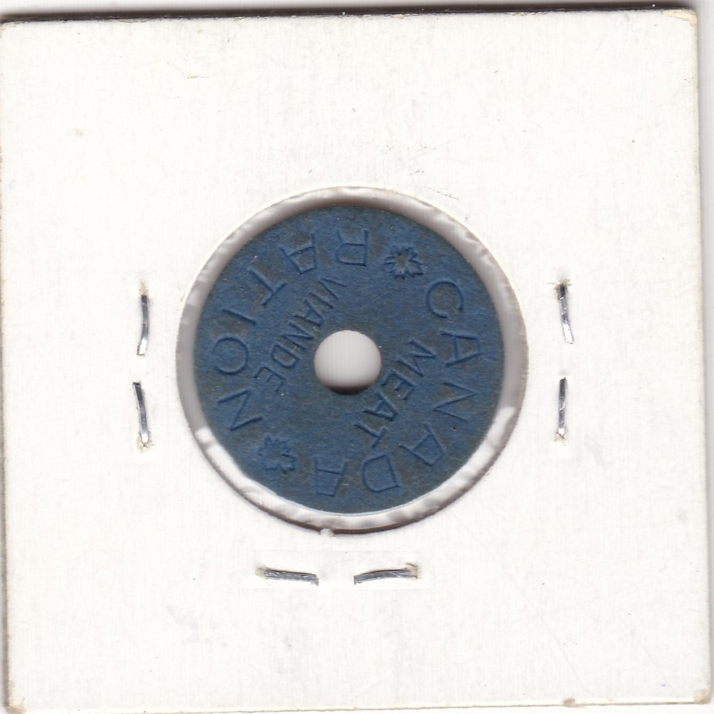 Original WWII Canada Homefront Meat Ration Blue Token