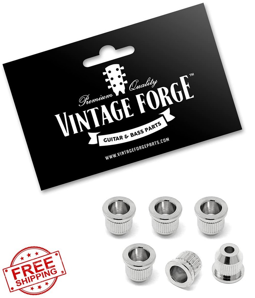 Vintage Forge Chrome String Ferrules for Stratocaster Telecaster Set 6