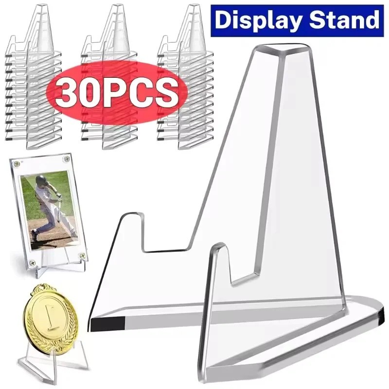 30x Clear Plastic Coin Display Stands Paper Trading Card Easel Small Size Holder