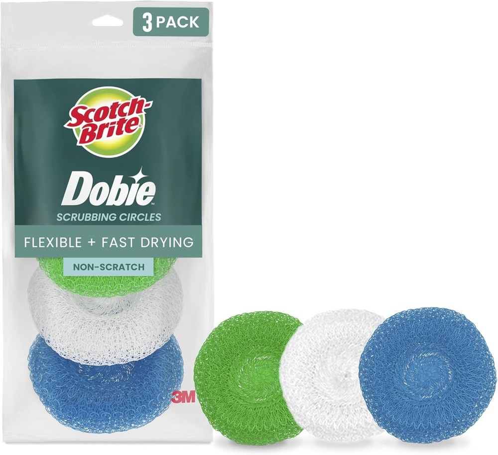 Non-Scratch Plastic Scrubbing Pads, Cleans Dishes Without