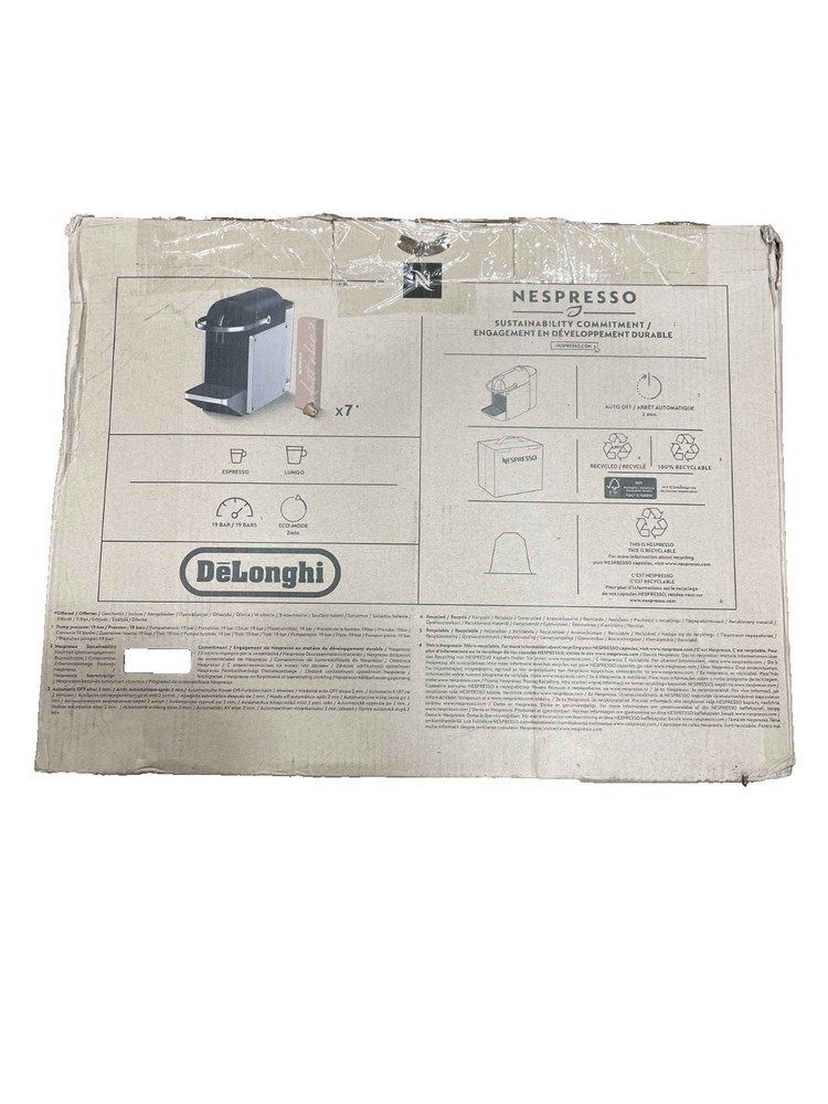 Nespresso Pixie Espresso Capsule Cofee Machine By Delonghi Black Silver