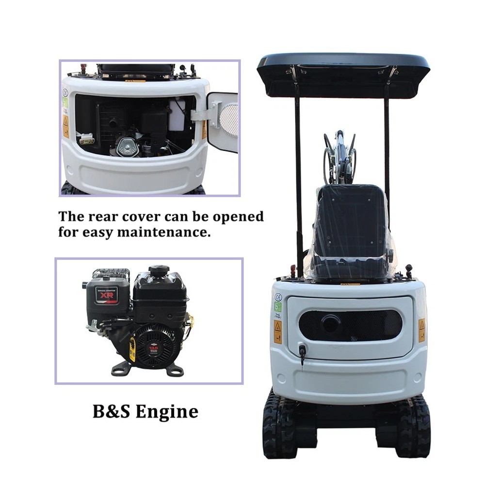 Mini Excavator 1Ton Pilot System Diggers B&S Engine with Attachments Auger Drill