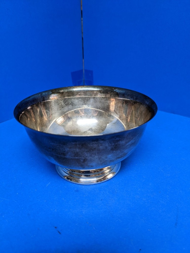 Silver plated solid footed dish/bowl ~ Pictorial marks Crown S Shield