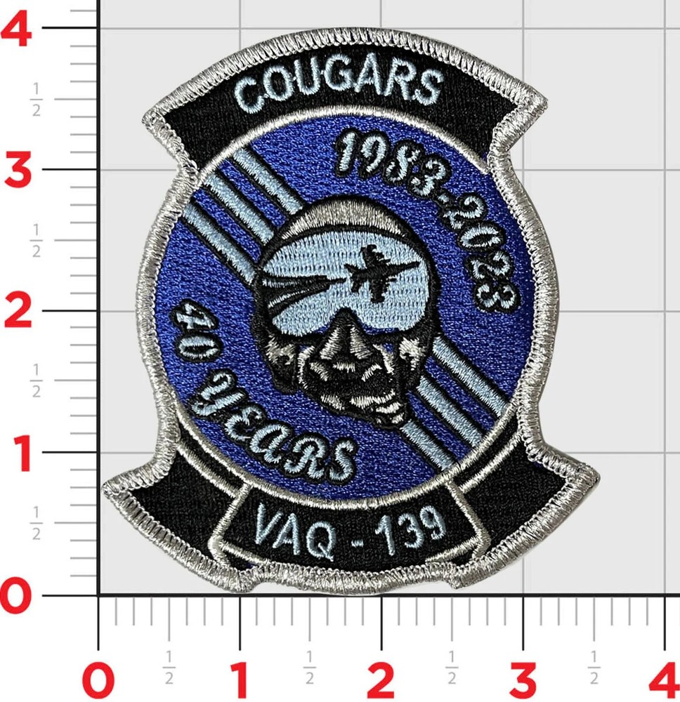 4" VAQ-139 COUGARS  EMBROIDERED  HOOK & LOOP PATCH