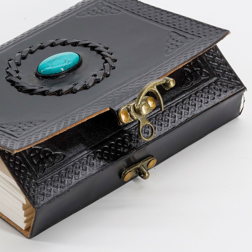 Handmade Leather Blue Stone Journal/Writing Notebook Diary Unlined Paper gift