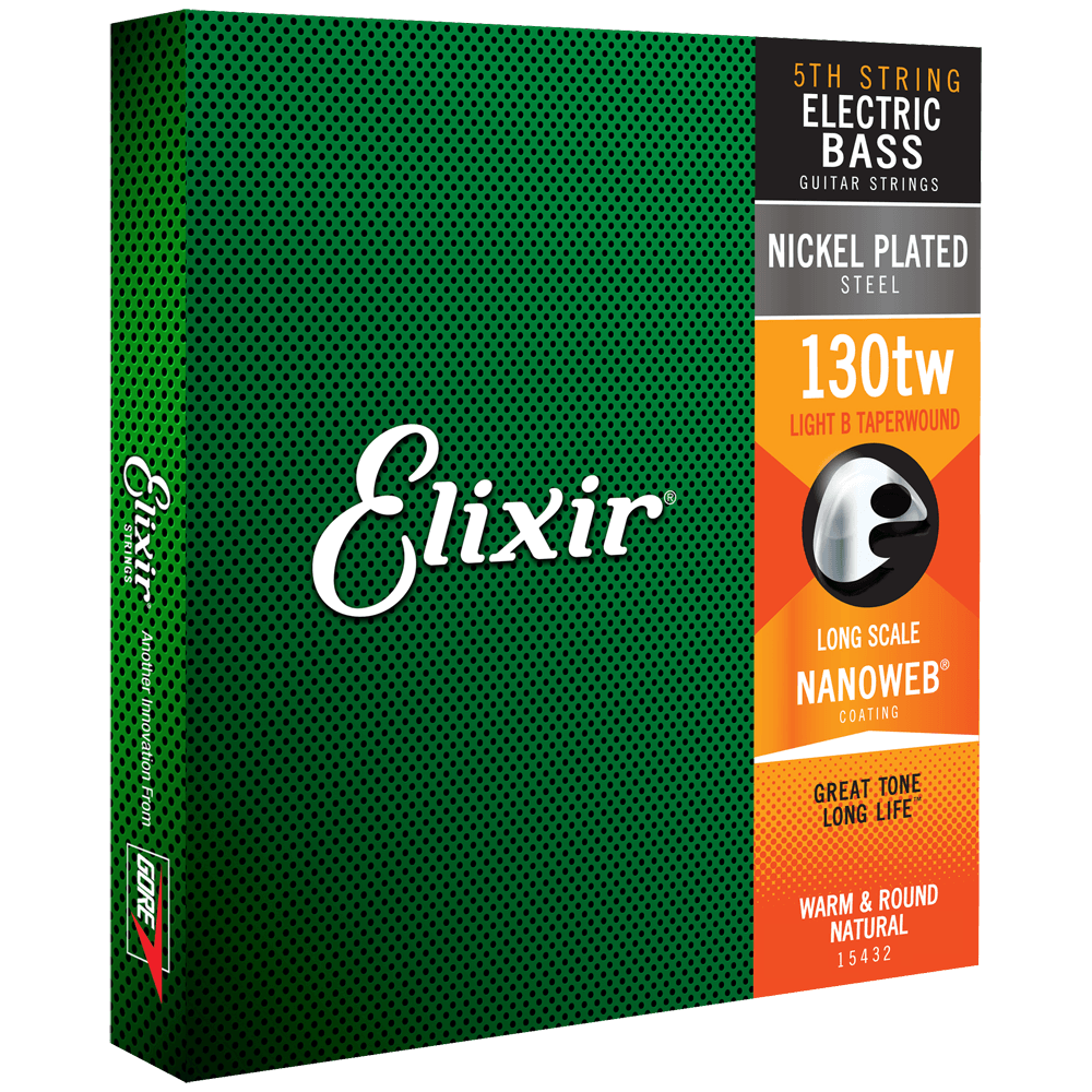 Elixir NANOWEB Nickel 5th Bass String — 15432 Long Scale, Taperwound, Light .130
