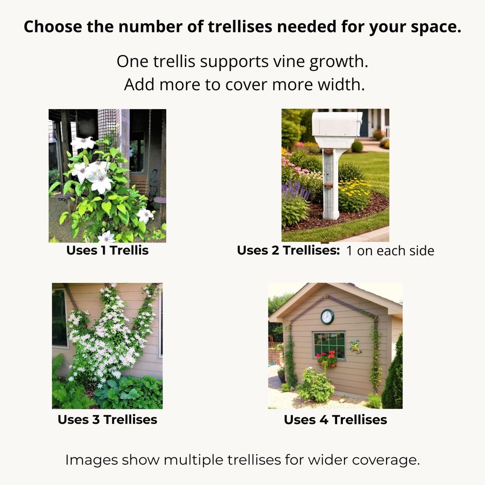 Narrow Trellis for Deck Posts and Flat Sided Mailbox Posts, HDPE Mesh for Cle...