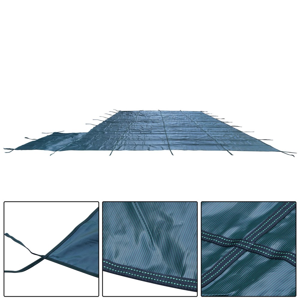 Pool Safety Cover For 20x40ft Rectangular with 4x8ft Center End Step Green Mesh