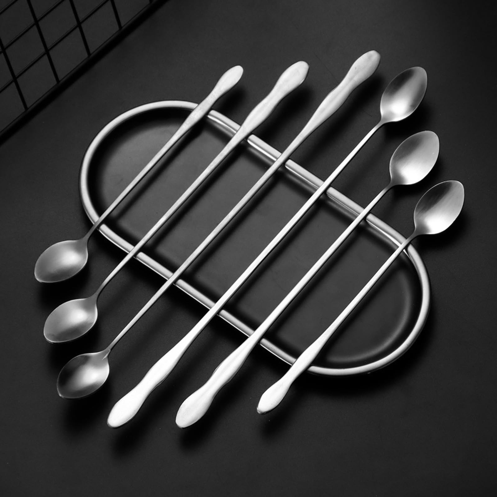 10-Piece Long Handle Bar Spoon Set 8-Inch 20cm - Reusable no, mixcolor