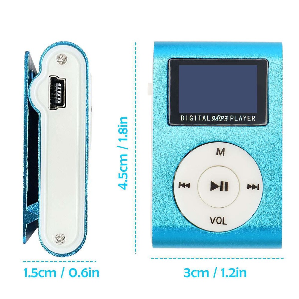 Mini USB Portable Clip MP3 Player LCD Screen Support 32GB Micro SD TF Card