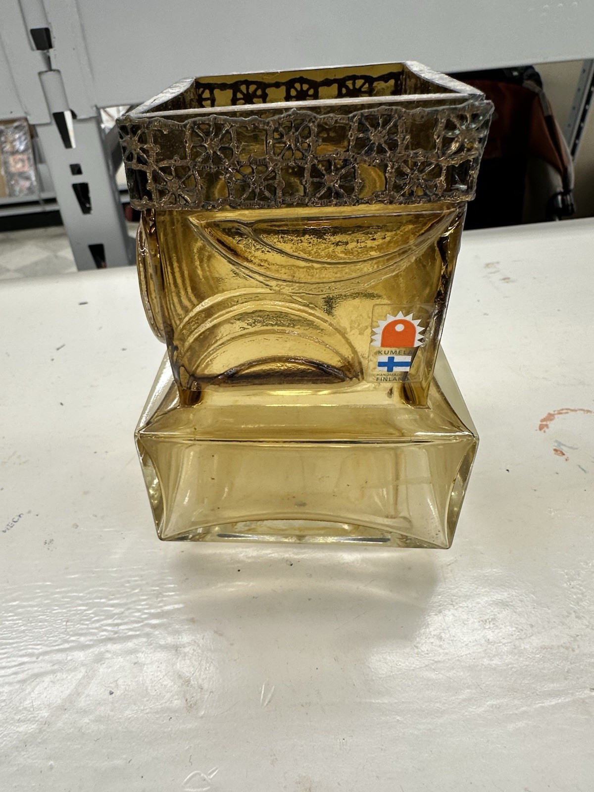 Art Glass Vase By Pentti Sarpaneva For Oy Kumela, 1960s Brutalist Mid-Mod 5-1/2"