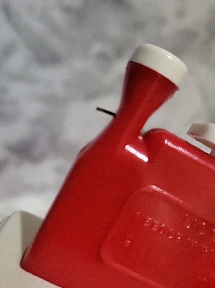 Vintage German Plastic Automatic Needle Threader Stand Case Miniature 2 Chimneys