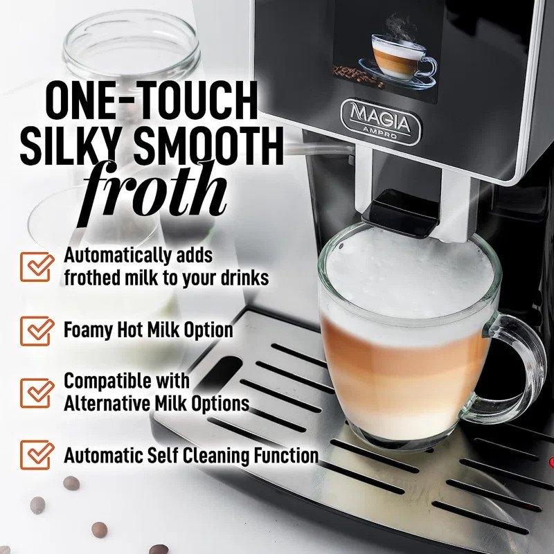 REFURBISHED - Zulay Kitchen Automatic Espresso Machine - AMPRO - Black Silver