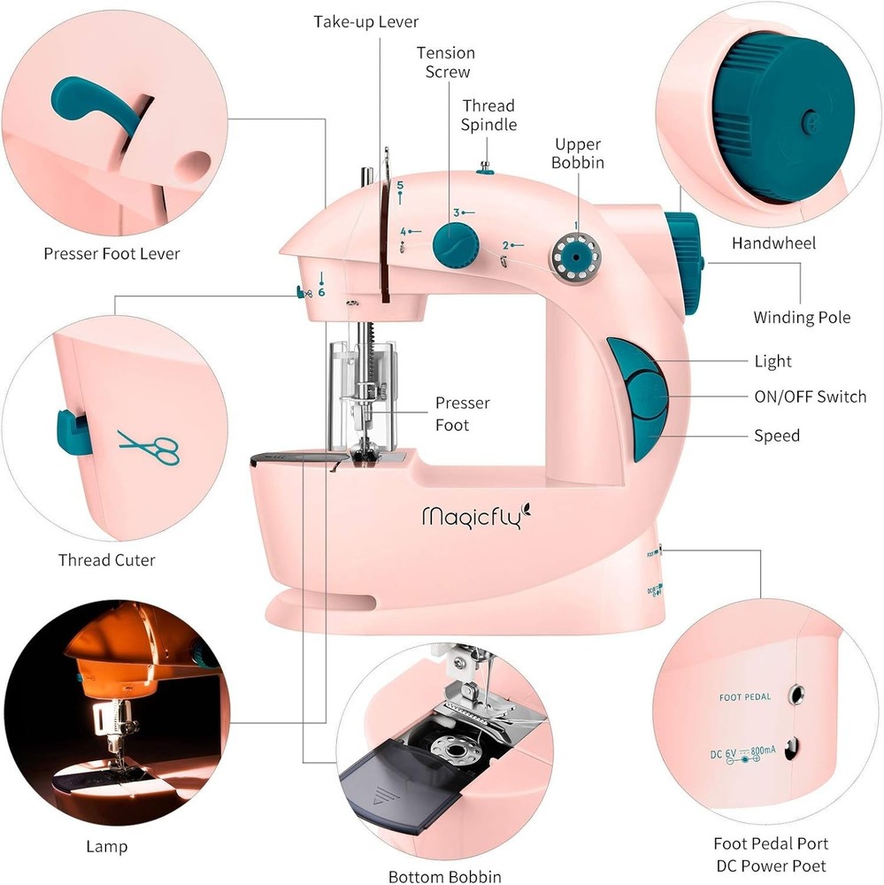Mini Sewing Machine with Extension Table, Dual Speed Portable Sewing Machine ...