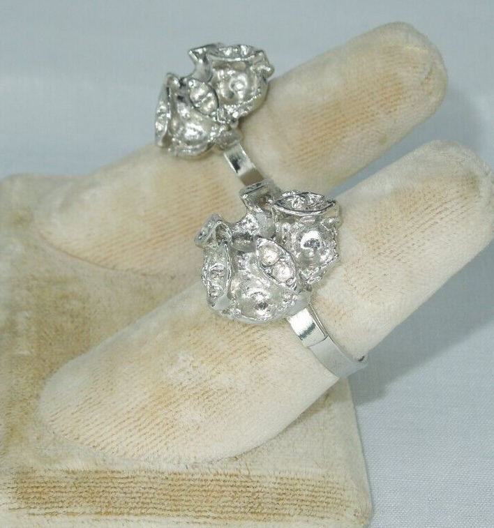 2 Ring Blanks Settings Cabochon Adjustable silver Plated Brass NEW 85V