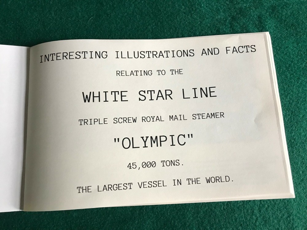 RMS OLYMPIC FIRST CLASS ACCOMMODATIONS BOOKLET 1911 REPLICA