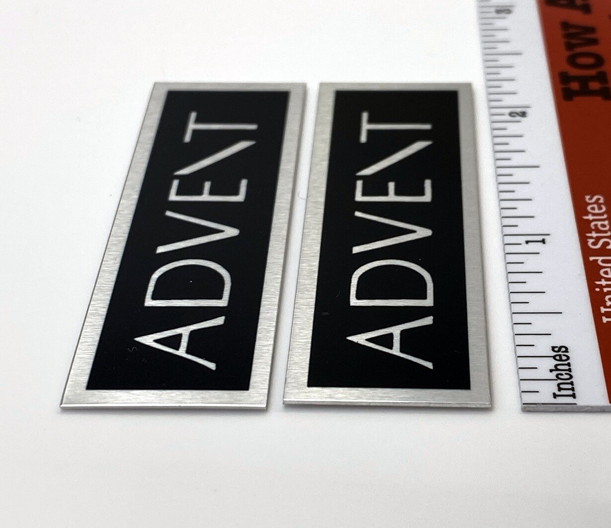 Advent Speaker Badge Logo Emblem Pair Custom Made Aluminum