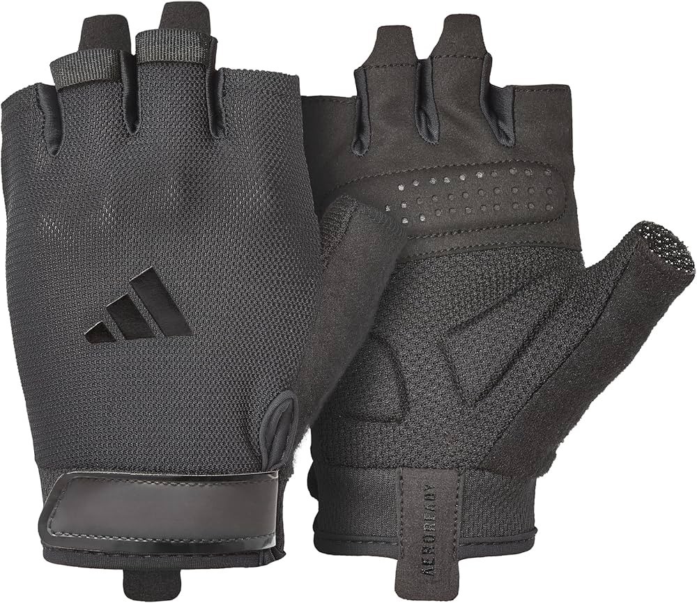 Adidas Medium Essential Adjustable Fingerless Workout Gloves - Black Black