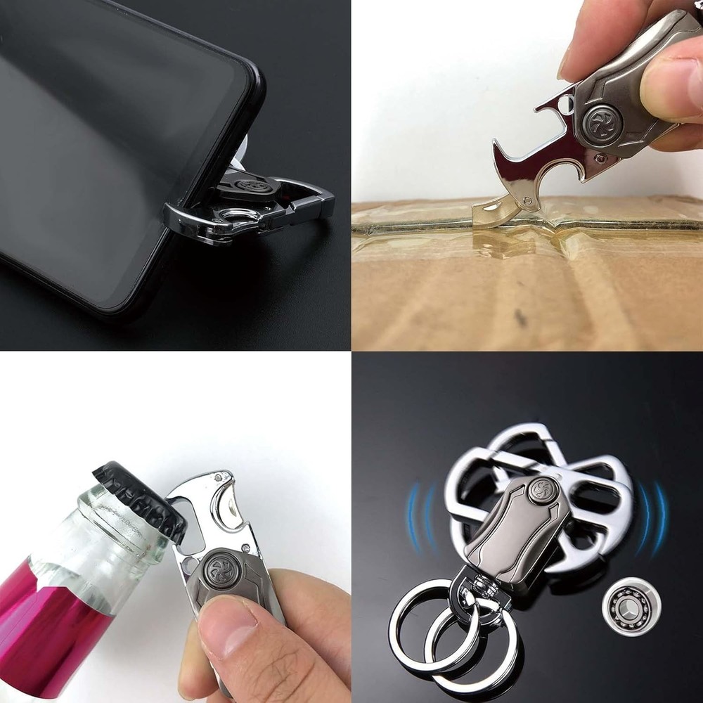 Multi-Function Keychain for Men Bottle Opener Phone Stand