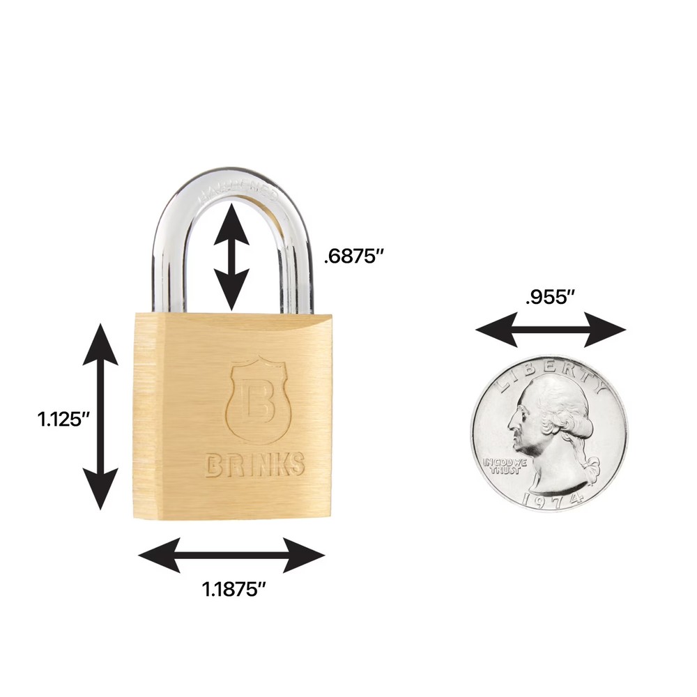 (3 pack) Brinks Solid Brass 30mm Keyed Padlock with 5/8in Shackle