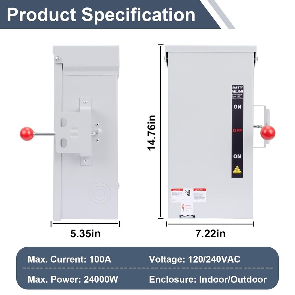 Professional 24000W Generator Switch - Easy Installation, Arc Shield Included