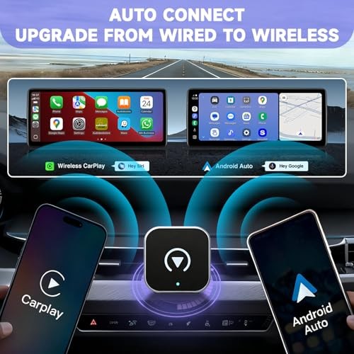 2025 Upgraded 2-in-1 Wireless CarPlay Adapter / Android Auto Dongle, 5.8GHz