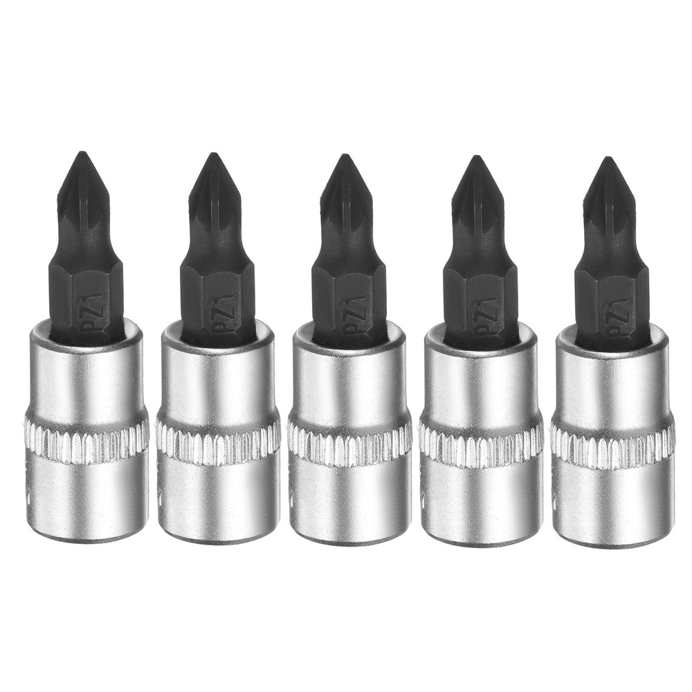 5pcs PZ1 Bit Socket 1/4" Square Drive Extension Impact Bit, Black