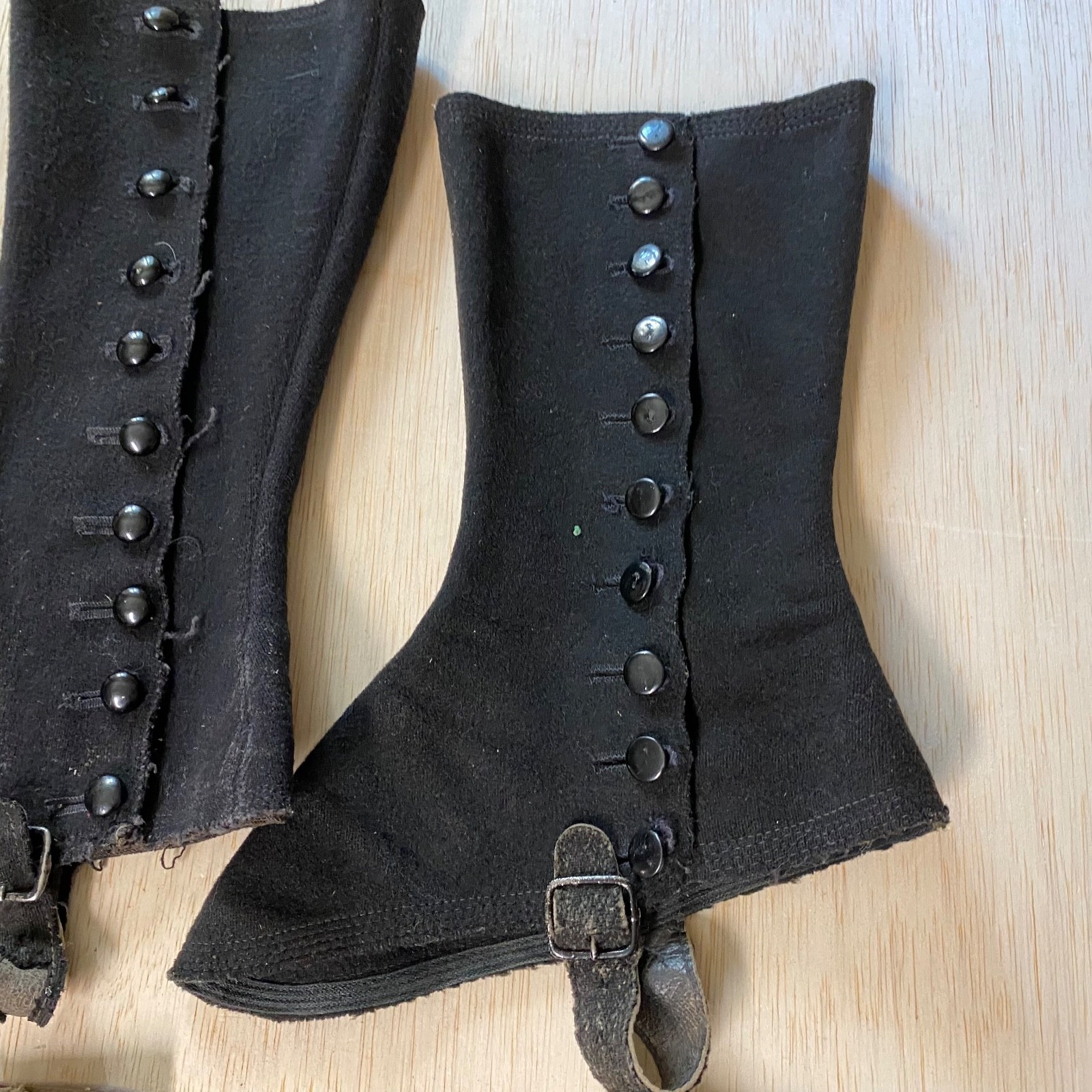3 Sets Of Vintage Antique Boot Spats • Victorian Style • Wool • Leather • Gaiter