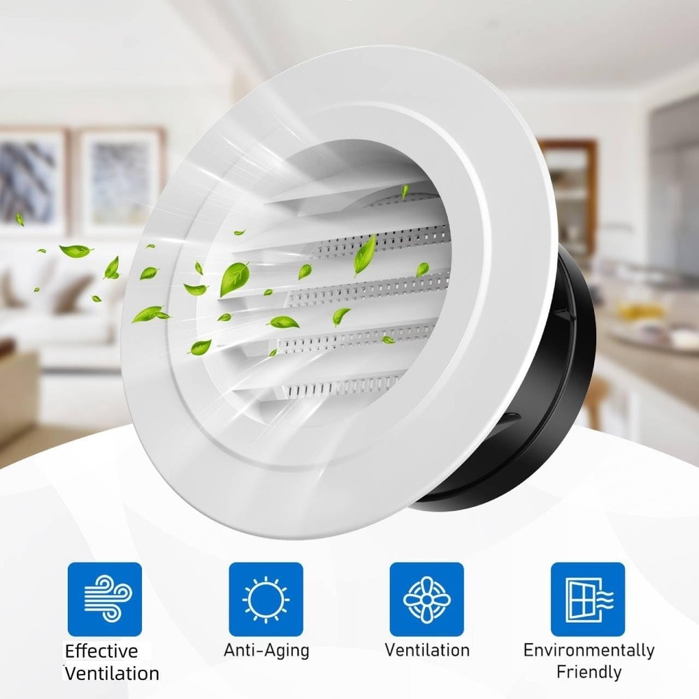 White 4-Inch Round Soffit Vent Cover with Fly Screen