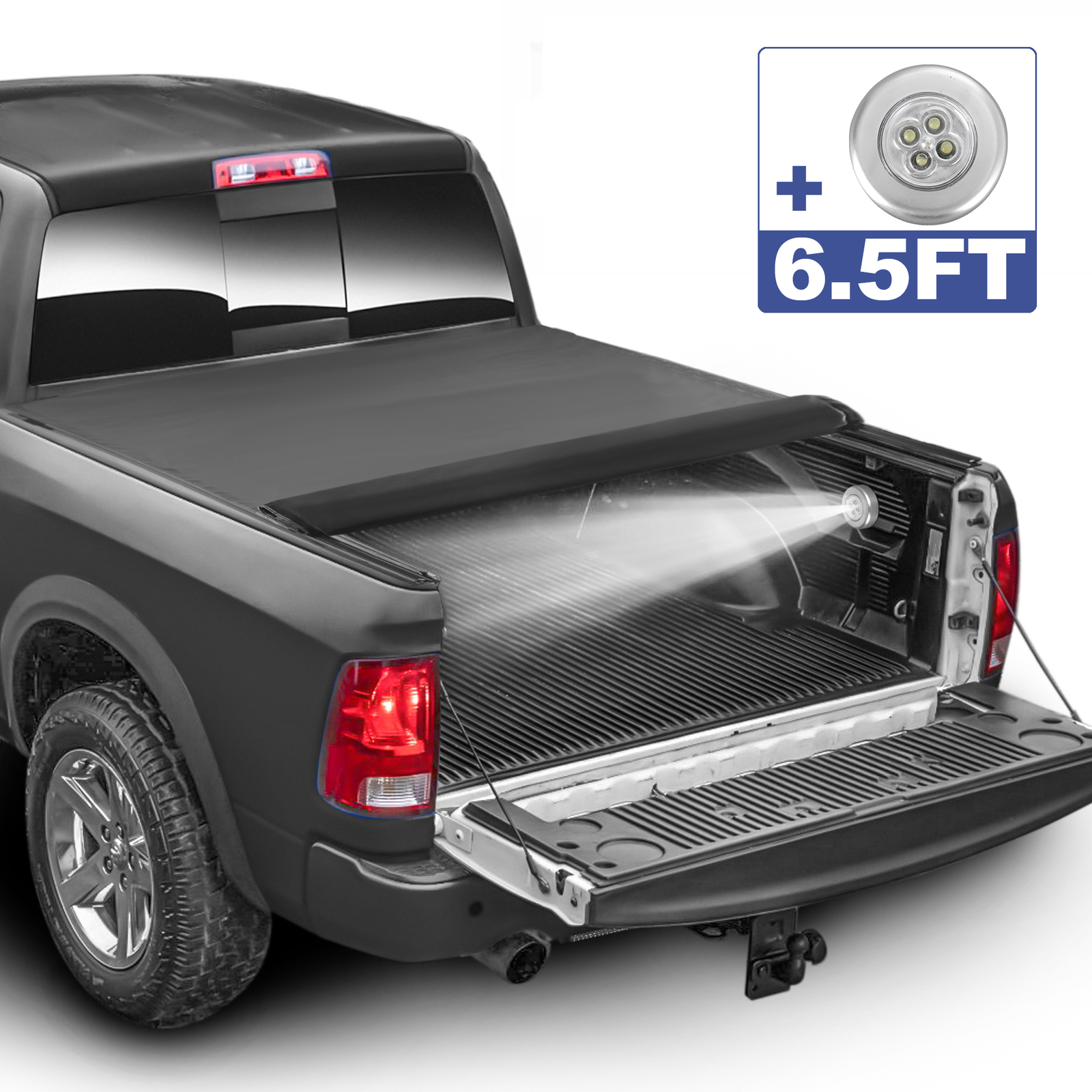 Roll Up 6.5FT Bed Tonneau Cover For 2002-2023 Dodge Ram 1500 / 2500 /3500 Truck