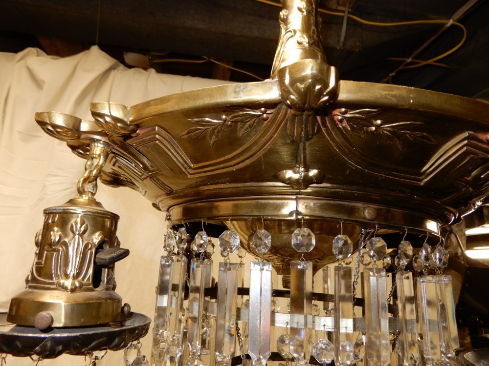 ANTIQUE BILTMORE LIGHTING CO CRYSTAL CEILING LIGHT CIRCA 1920 ALL ORIGINAL