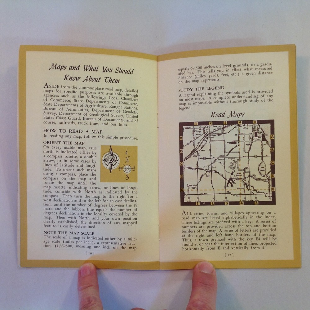 Vintage 1945 DuPage Compass Handbook and Map Encyclopedia Instructions Guide