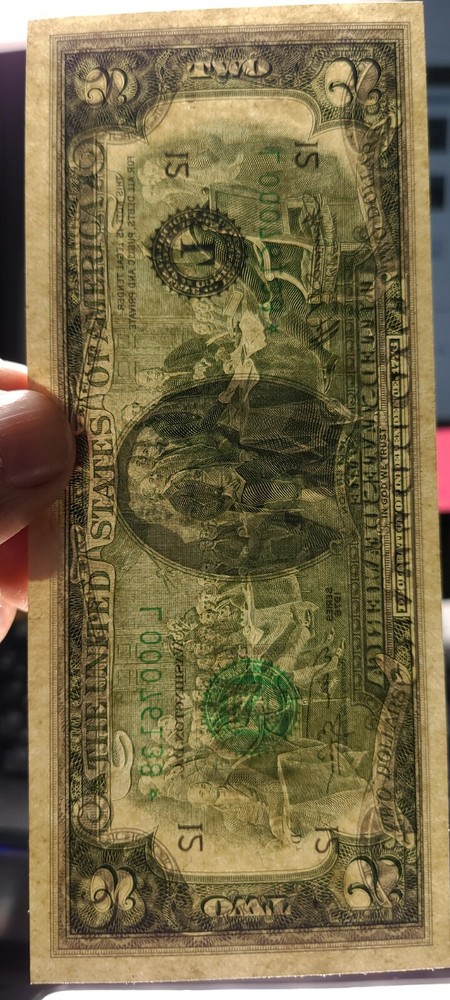 1976 $2 FRN Error, low serial #, star note L 00076138*