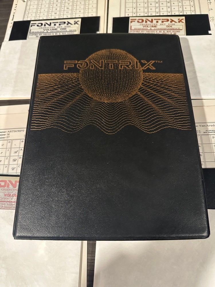 Fontrix typesetting software complete with Fontpaks Apple II plus IIe computer