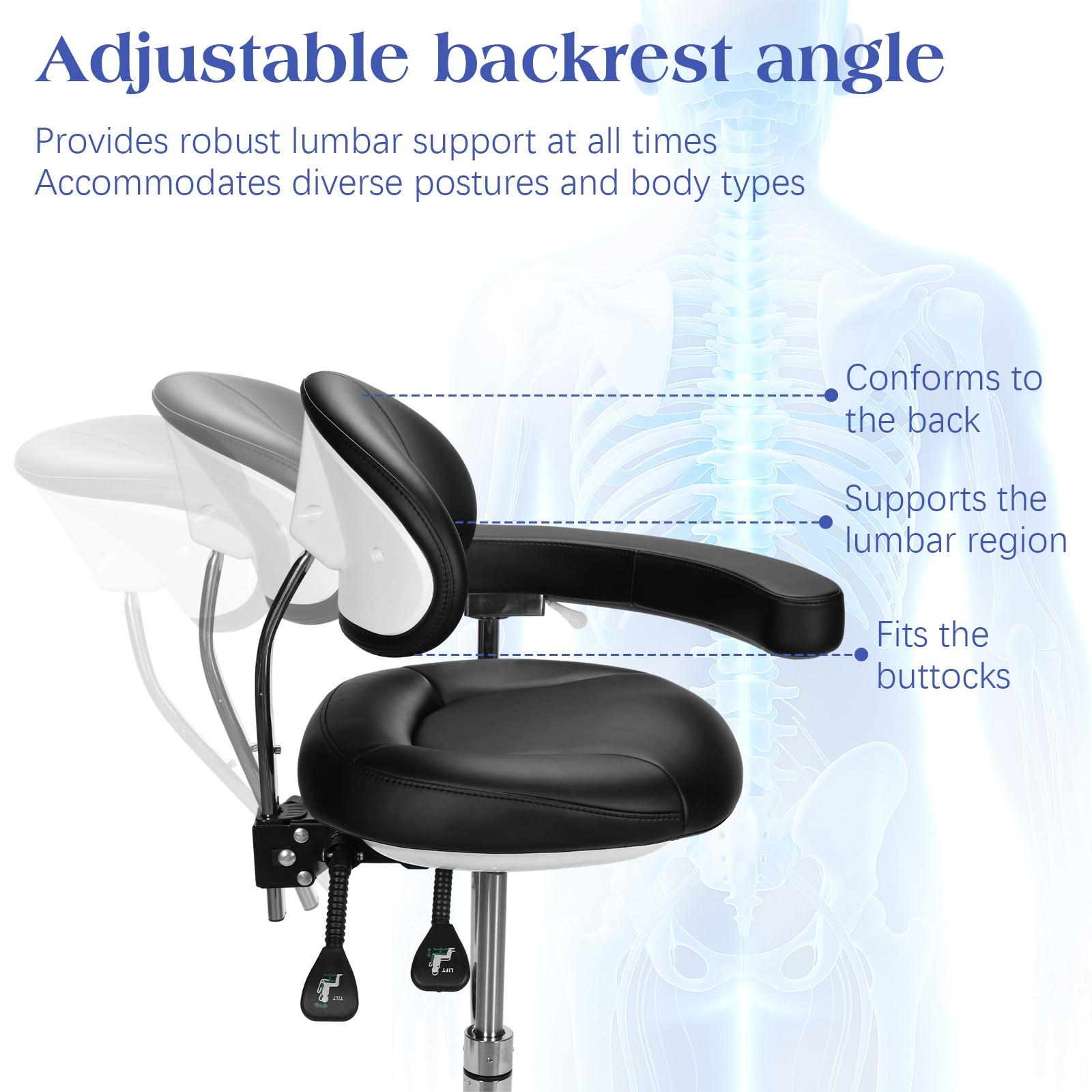 Dental Medical Microscope Stool with Armrest Dentist Surgeon Chair Microsurgical