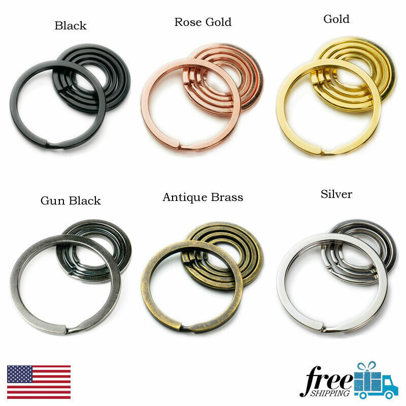 Split Ring Flat Surface Key Rings Double Loop Keychain Metal Plating