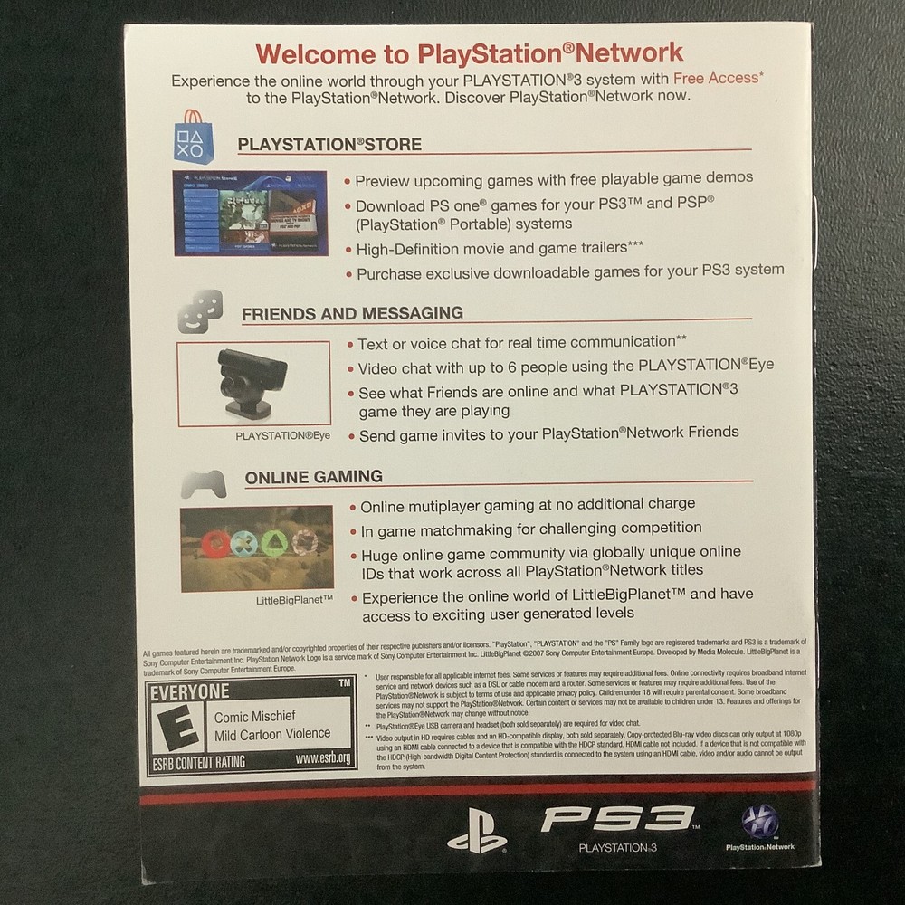 Infamous 1 PS3 PlayStation 3 Instruction Manual Only