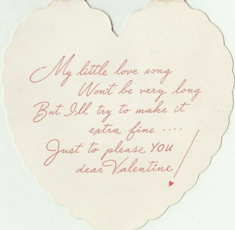 1940s Anthropomorphized Puppy Cello String Vertical Single Fold Valentine Card