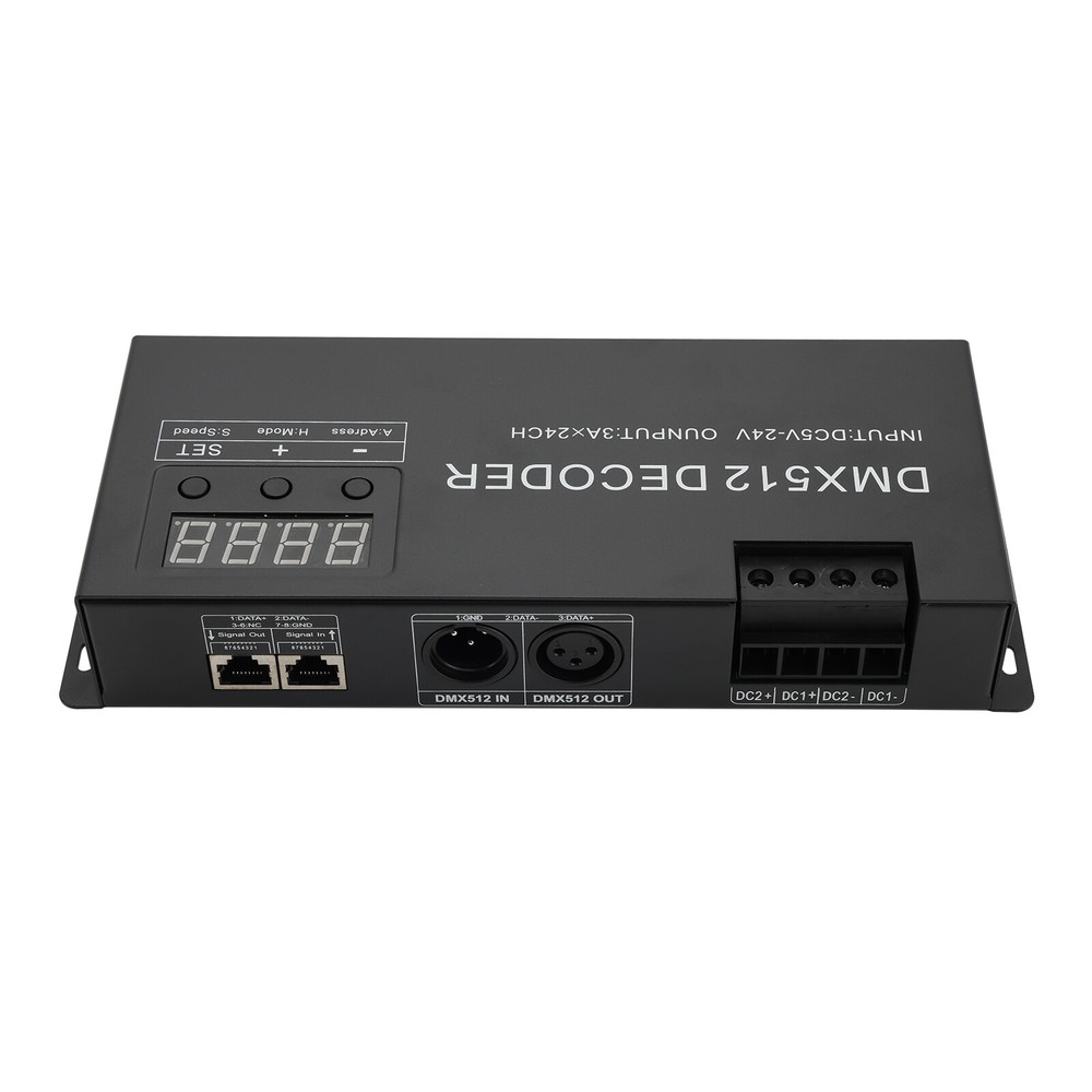 24 Channel DMX 512 Decoder RGBW PWM Dimmer Driver LED Strip Light Controller US