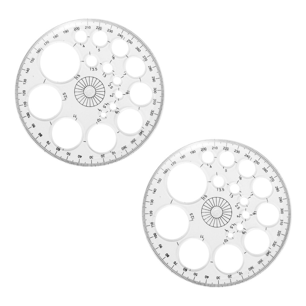 360-Degree Plastic Protractor, 2Pcs Circle Template Supplies, Transparent