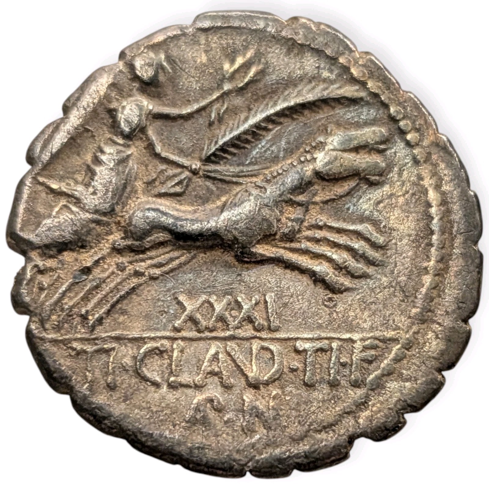 Ti. Claudius Ti.f. Ap.n. Nero 79 AR Serratus Denarius Roman Republic Silver 8I