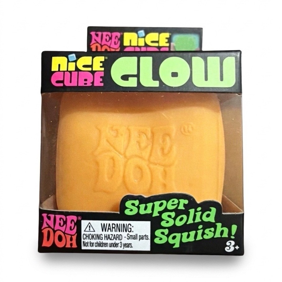 Schylling NeeDoh Nice Cube Glows Squeeze Orange  Super Solid Squish SHIPS FAST