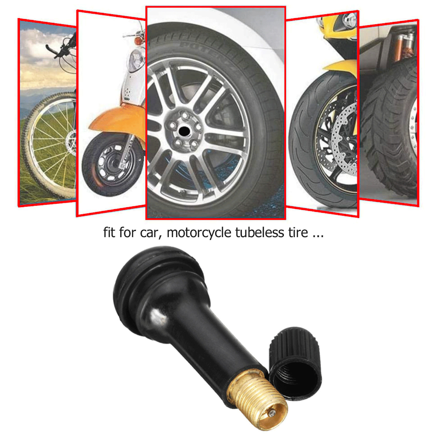 Tire VALVE STEMS TR 413 Snap-In Car Auto Short Rubber Tubeless Tyre Black