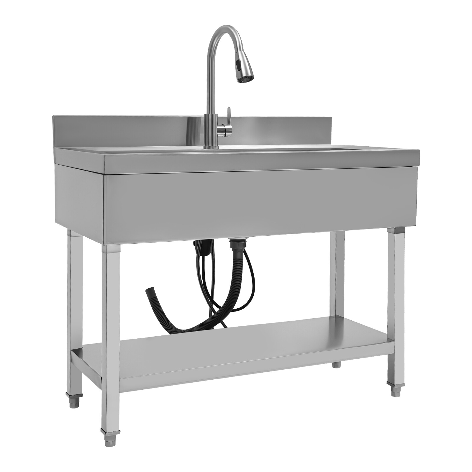 Stainless Steel Utility Sink with Faucet - Large Capacity & Adjustable Feet