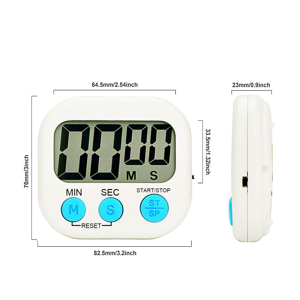 2Pcs Small Timer Kitchen Baking Countdown Timer Student Learning Big Screen