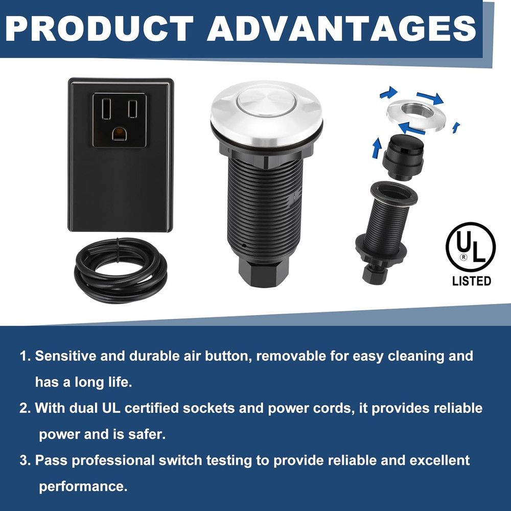 Garbage Disposal Air Switch Kit Wireless Sink Top Garbage Disposal Button Stainl