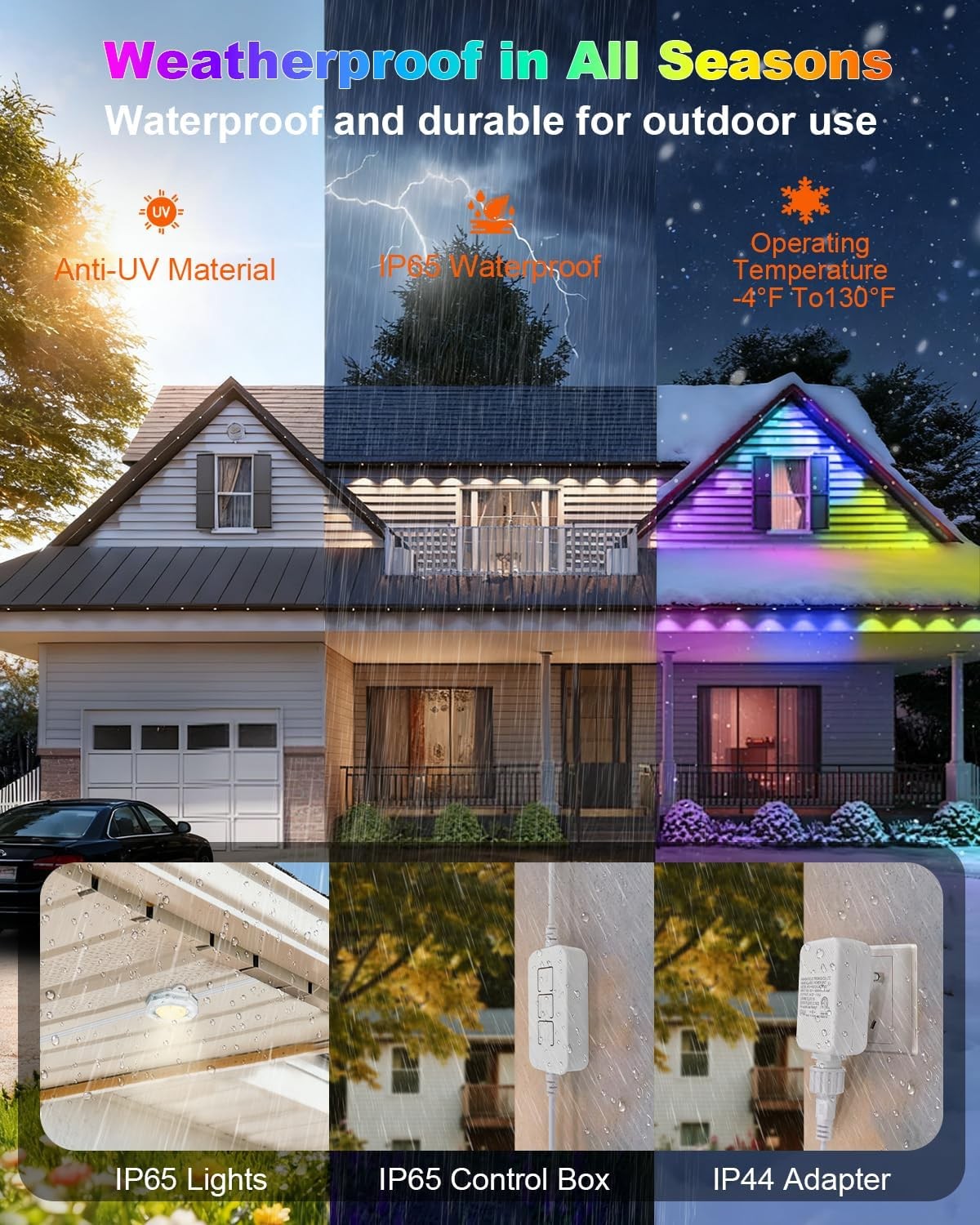 Permanent Outdoor Lights RGB+IC LED Smart Light App/Remote Control Holiday DIY