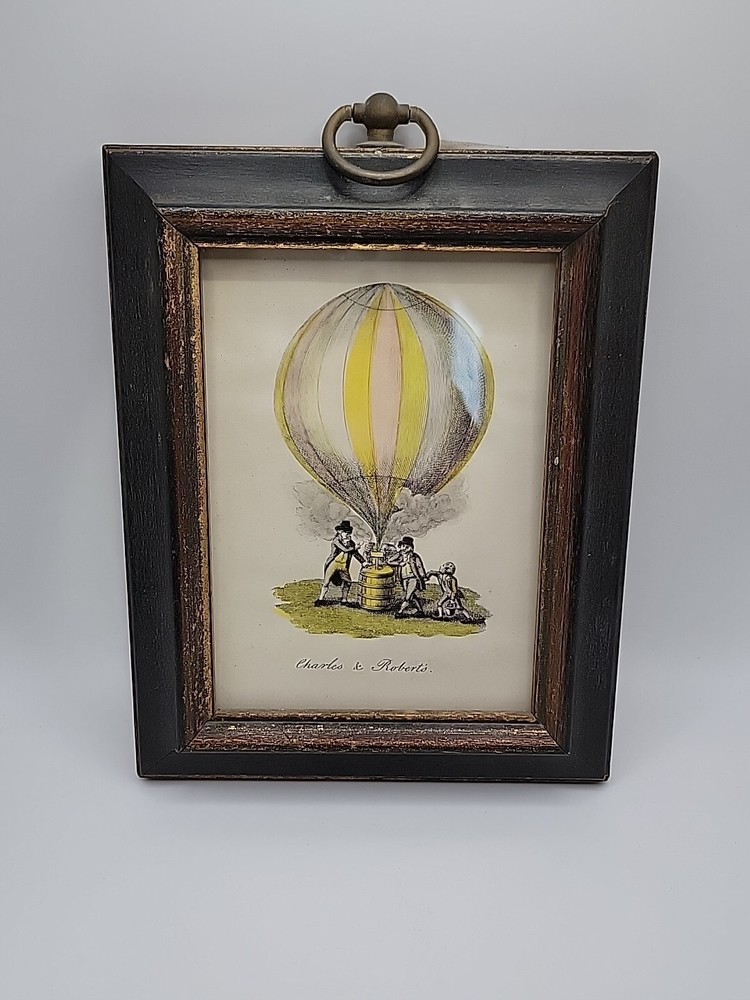 Vintage Charles & Robert's First Hydrogen Balloon Flight Lithograph