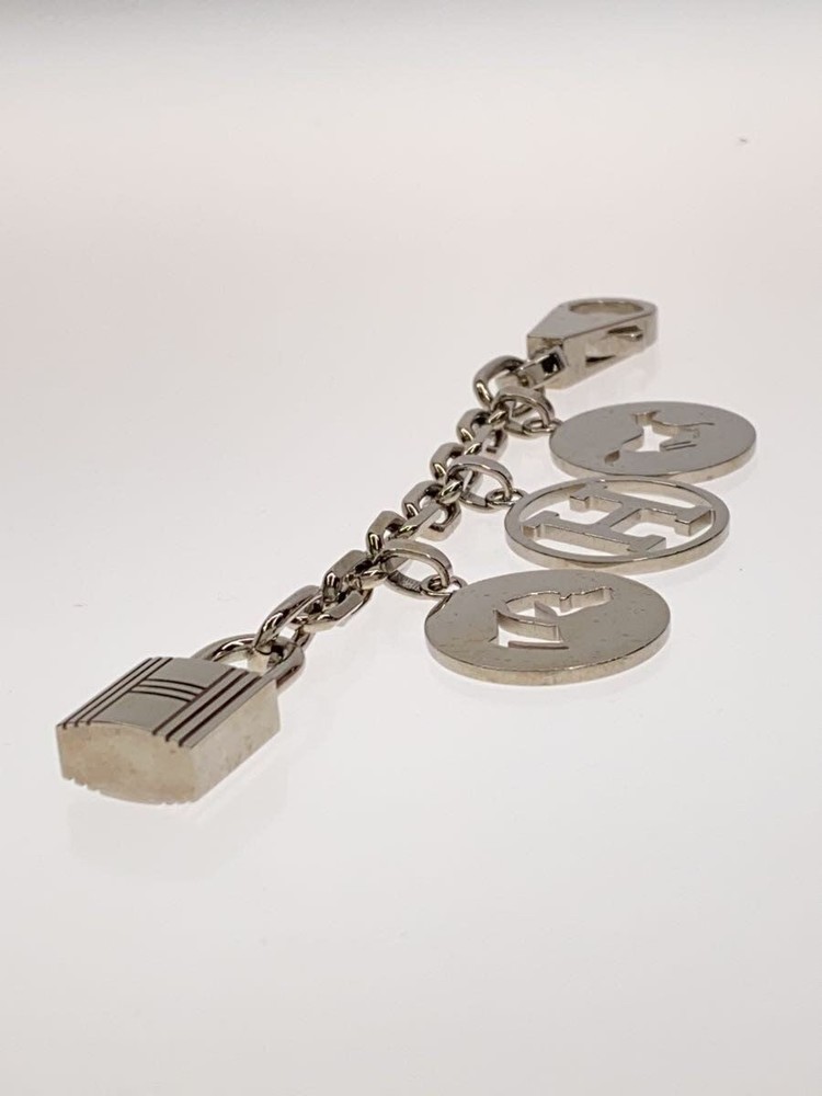 HERMES Keychain SLV Plain Women Used
