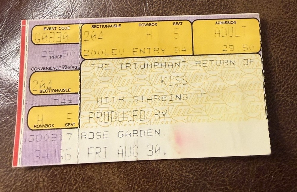 KISS/STABBING WESTWARD RARE CONCERT TICKET STUB PORTLAND, OR 08/30/1996